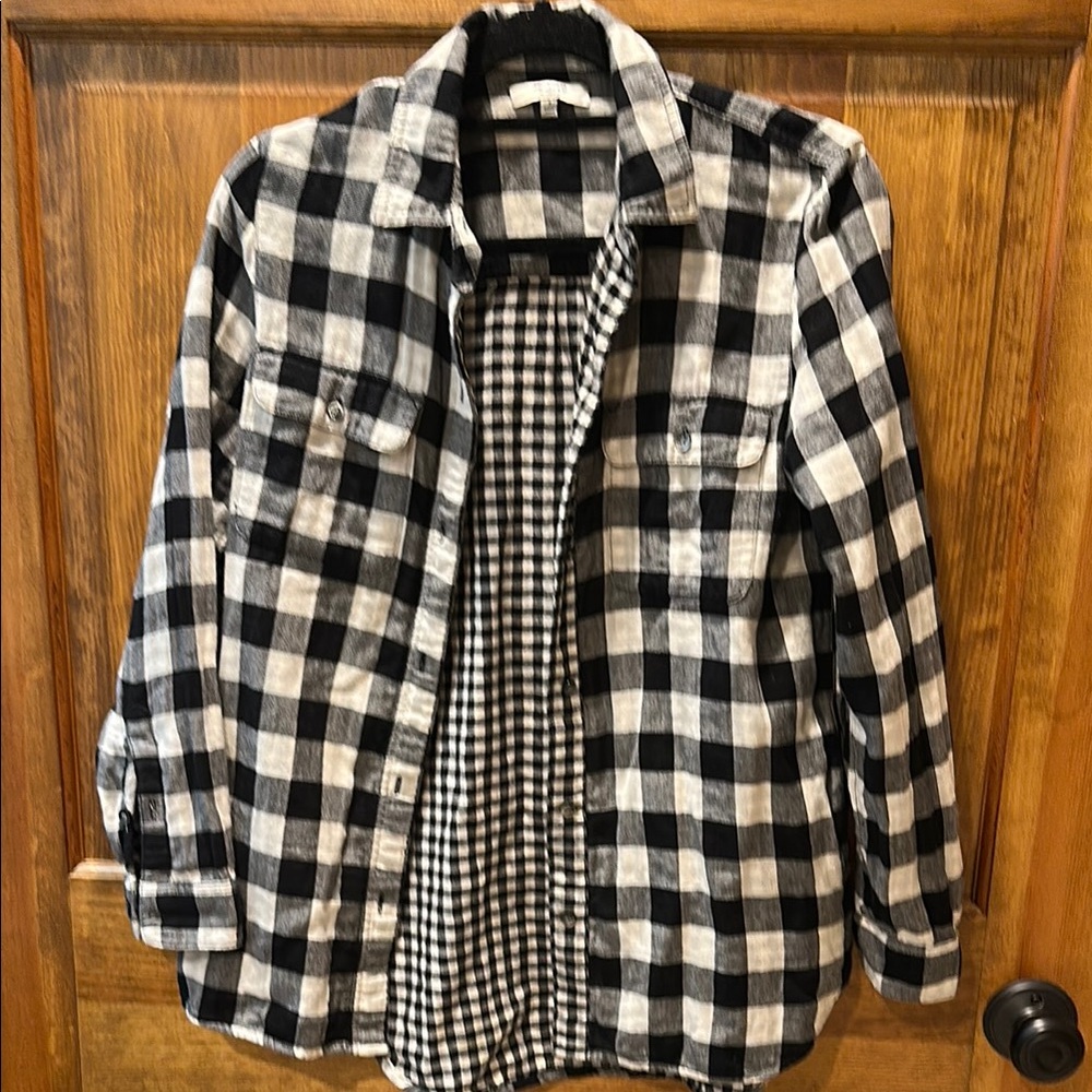 Madewell Black and White Plaid Button Down Shirt